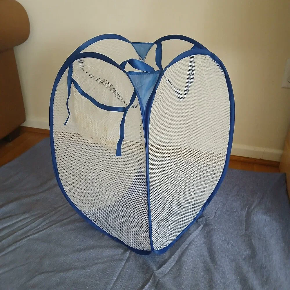 Mesh Pop Up Laundry Hamper Fold able Collapsible Bag for Dorm or Travel